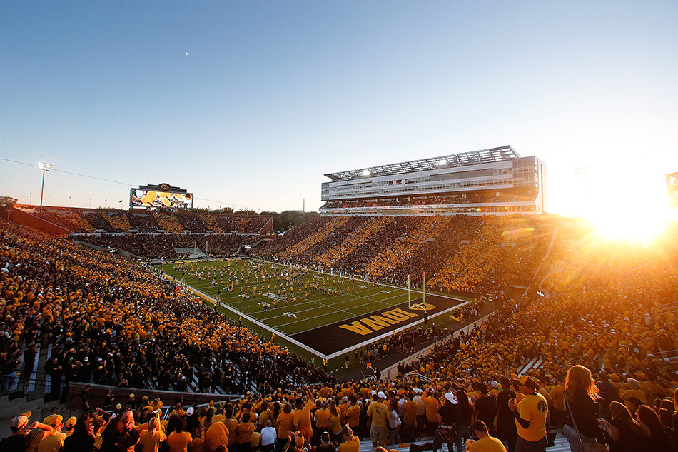 Fans wear black and gold at Kinnick Stadium for Iowa's game against Pittsburgh in Iowa City on Saturday, Sept. 19, 2015. (Adam Wesley/The Gazette)
